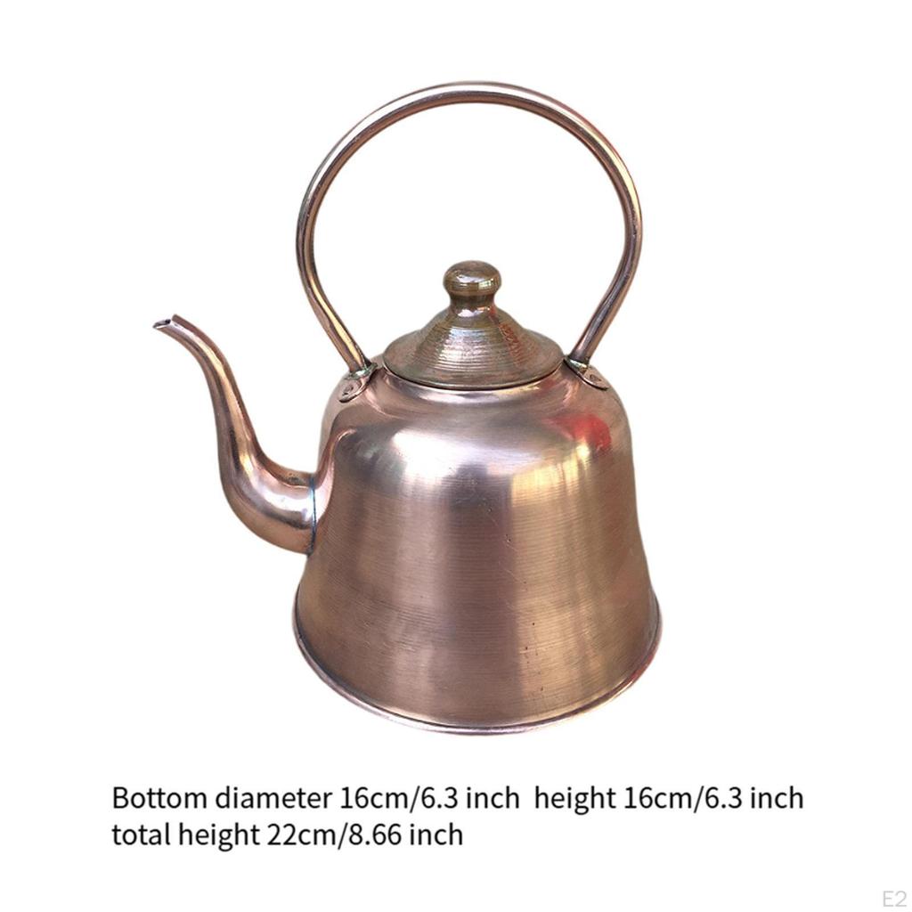 Water Boiler Jug Copper Teapot Comfortable Handle Sturdy Thickened Pot 1.5L Tea Kettle