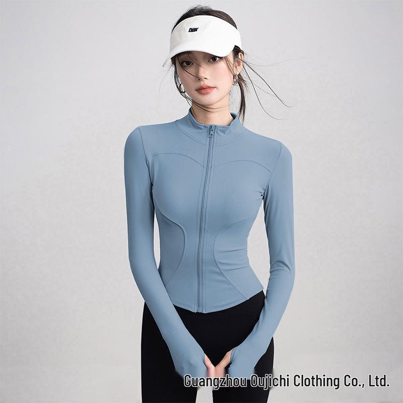Jachetă de vară sportivă stil coreean pentru femei, protecție solară - Top yoga cu fermoar, croială slim