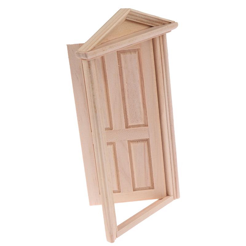 1:12 Dollhouse Miniature Simulation Diy Wooden Spire Door Furniture Accessories