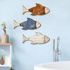 3 Pcs Rustic Wood Fish Wall Art Beach Nautical Wall Hanging Decor Ocean Fish Wall Sculpture for Home Bathroom Living Room