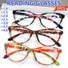 3Pcs Stylish Cat-Eye Womens Reading Glasses Classic Print Design Anti-Blue Light Comfortable Wear Glasses For Book Reading