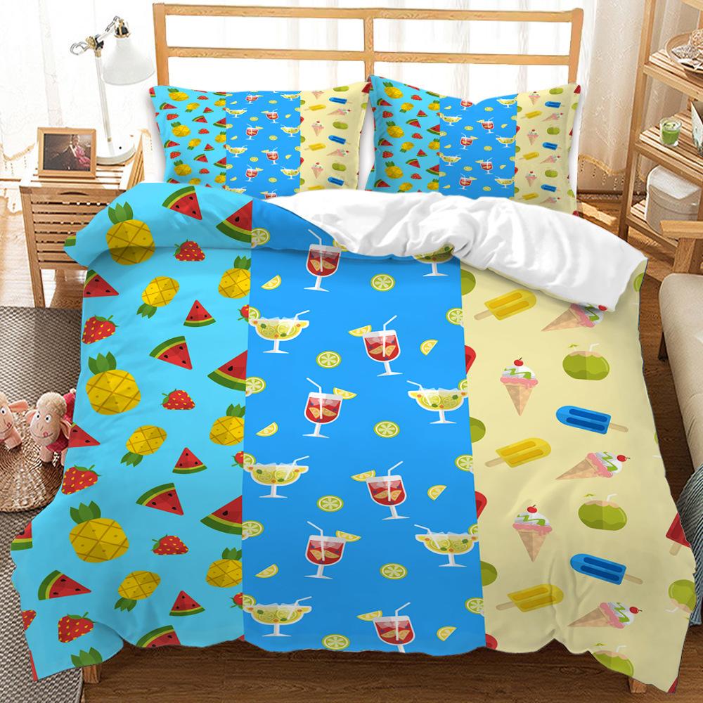 Summer Fruit Series Printed Bed Three-Piece 3D Digital Printing Kit