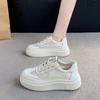 thick-soled little white shoes women's 2025 summer new sports and leisure shoes round head mesh lightweight soft-soled student board shoes