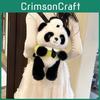 Panda Plush Police Backpack With Cartoon Pattern Adjustable Shoulder Bag Straps