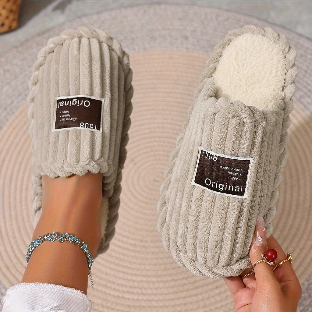 Winter Home New Cotton Slippers, Cross-border Leisure and Comfortable Furniture, Cotton Shoes with Added Velvet On One Foot, Cotton Slippers