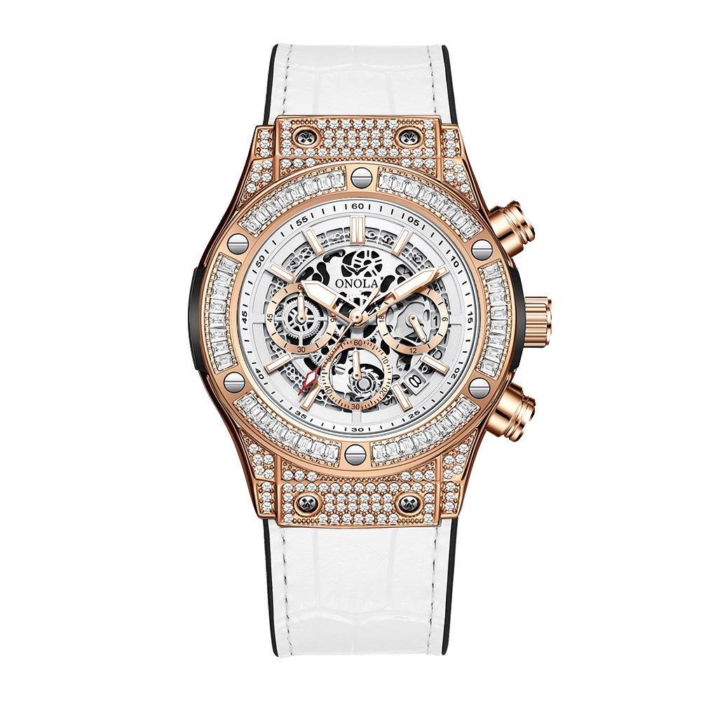 ONOLA Fashion Sports Luxury Men Wristwatch Date Waterproof Luminous Chronograph Man Watch Unique Leather Quartz Men's Watch