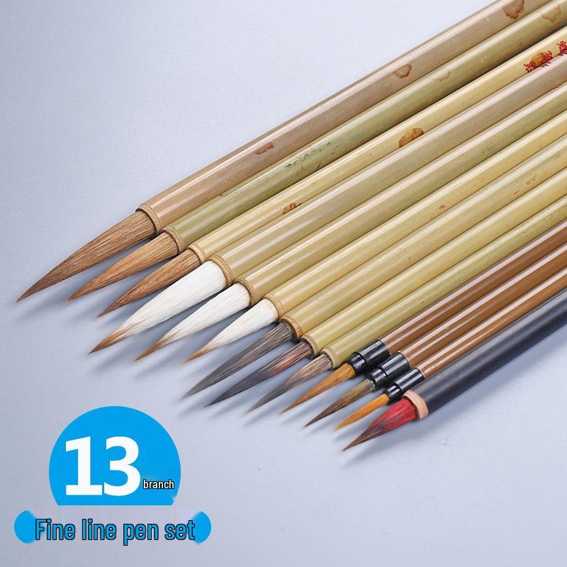 Gongbi Outlining Brush - Wolf & Mixed Hair for Chinese Painting, Ideal for Flowers, Birds, Branches, and Fine Details