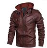 Men's Vintage PU Leather Motorcycle Jacket with Detachable Hood - Autumn/Winter