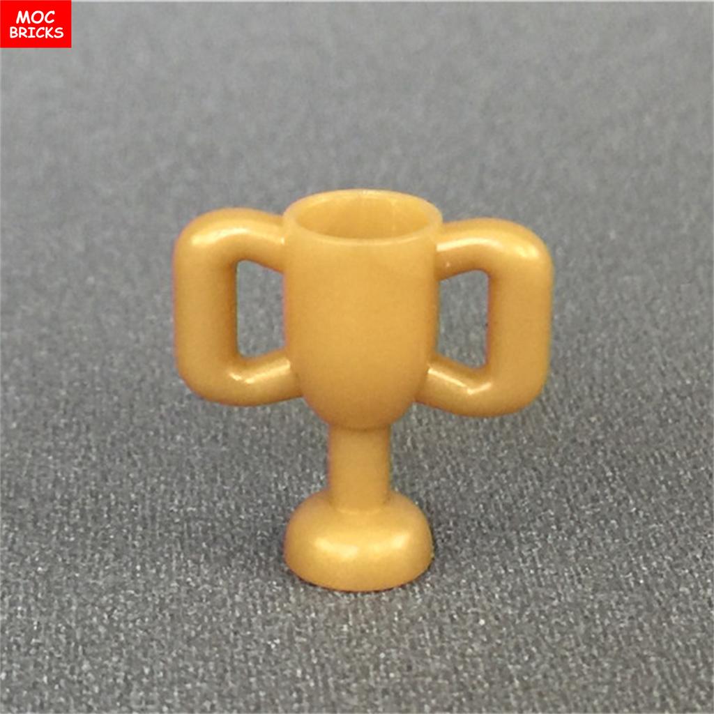 8pcs MOC Bricks Trophy Cup 10172 4cm Figure Utensil Golden Pearl Gold Accessories Assemble Education Toys For Kid Children