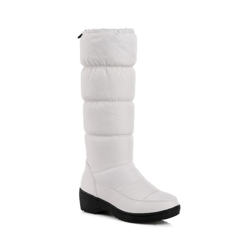 

2026 Winter Women s Knee High PunkLeisure Snow Boots Wedges Heel Winter Thick Soled Snow Boot High Thick Down Women Shoes 35 белый