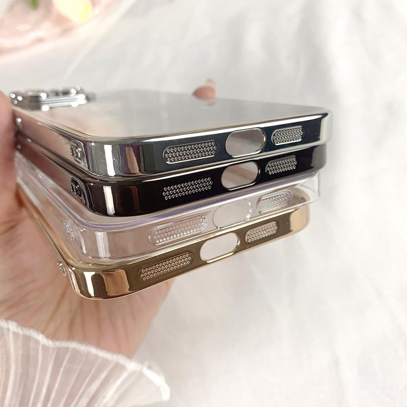 Applicable To Apple 16pro Mobile Phone Case Electroplated Transparent IPhone 15 Full-cover Hard Case with Lens Film 14 Protection Case