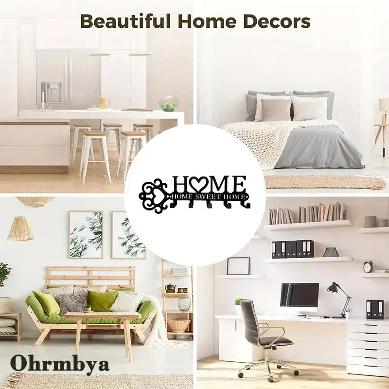 5 Hooks Sweet Home Metal Keys Hooks Wall Hanger Coat Hooks Towels Racks Home Decor for Living Home Office Wall Art DIY Hritis