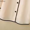 ZANZEA Women Casual Turn Down Collar Loose Half Sleeve Blouse