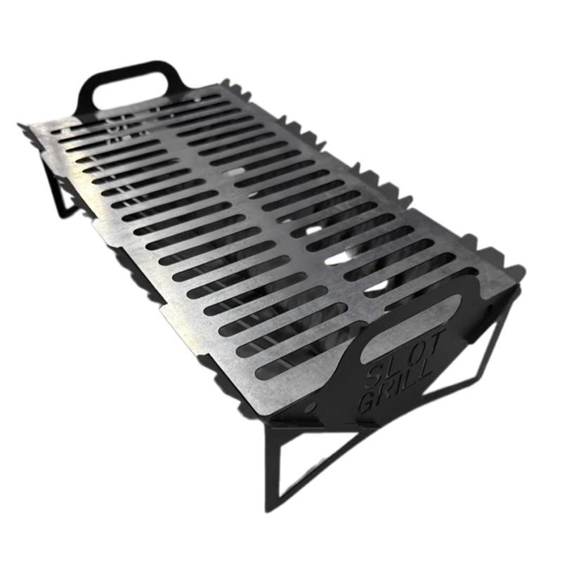 Slot Grill, Collapsible Bbq Grill For Easy Storage, Steel Portable Folding Charcoal And Wood Fuel Barbecue Rack