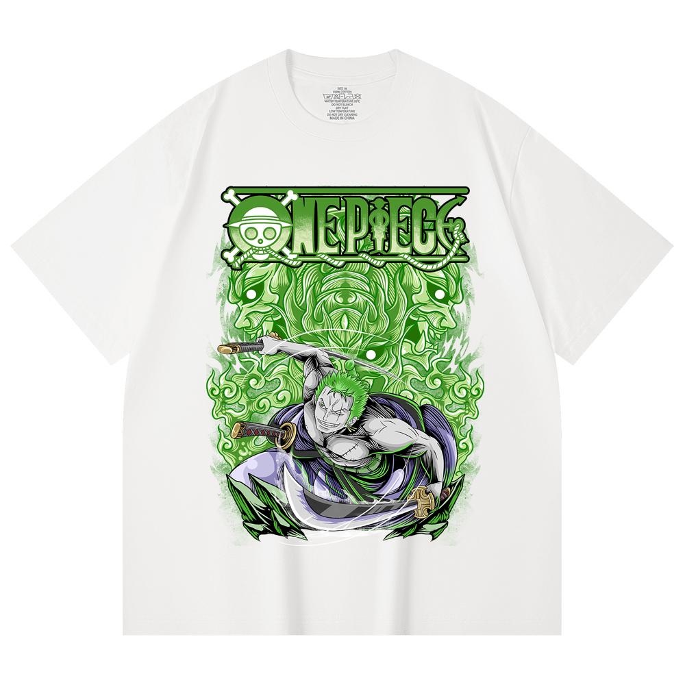 230 Gsm 100% Cotton One Piece V10 Zoro Print Unisex Heavy Cotton T Shirt