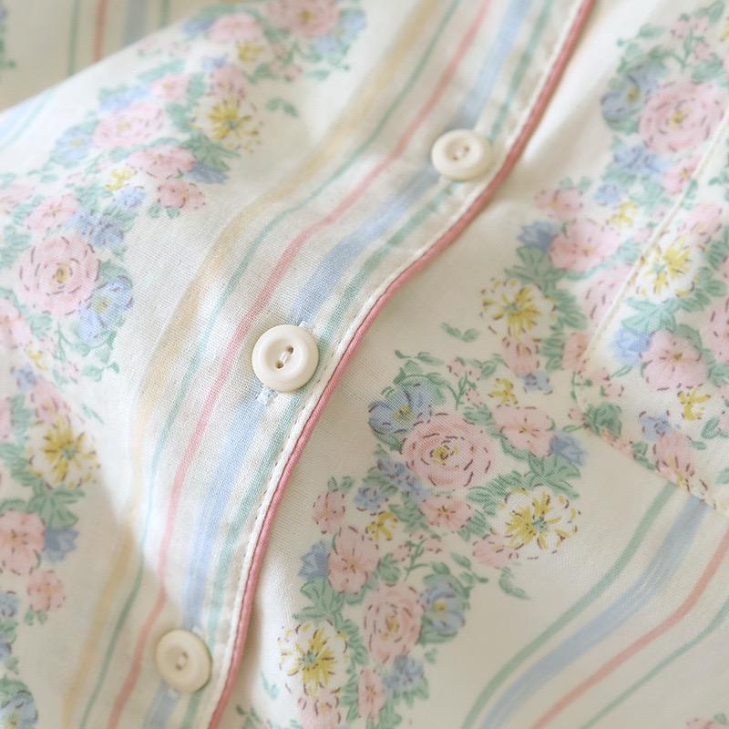 Autumn/Winter Pajama Set Women's Long Sleeve Trousers 100% Cotton Flower Print 2 Piece Set Women's Pajamas Soft Homewear