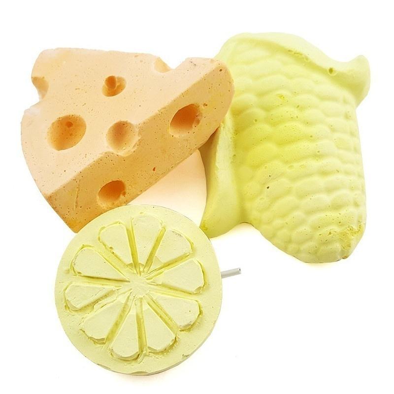 Small Pet Animal Mini Laa Calcium Corn/Cheese/Orange Shape Teeth Grinding Molar Stone Chew Toy for D