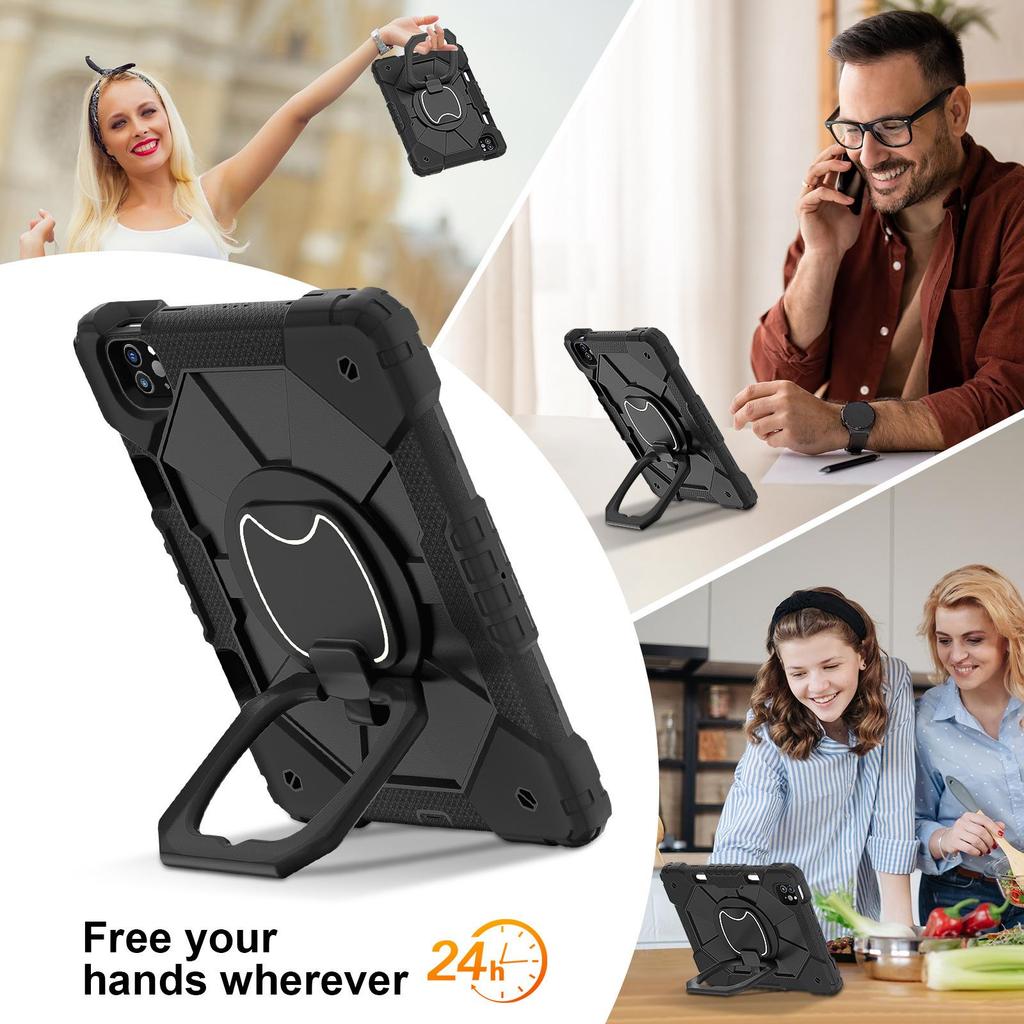 306 ° turntable suitable for iPad protective case, universal silicone stand, anti drop handheld flat shell with pen slot