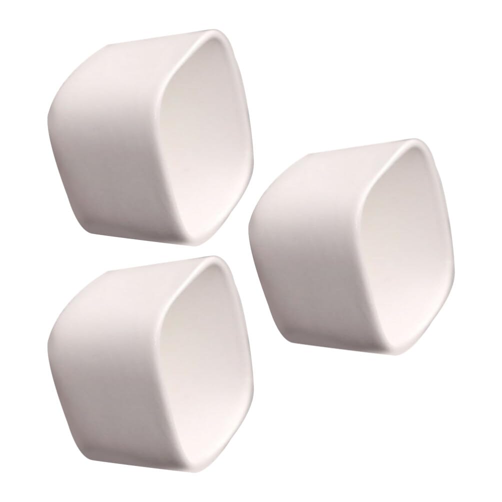 Amosfun Set of 3 Mini Ceramic Plant for and Baby Shower Simple Pots, White, Square, Tabletop, Succulents, Cacti, Herbs, Decorations. Design.