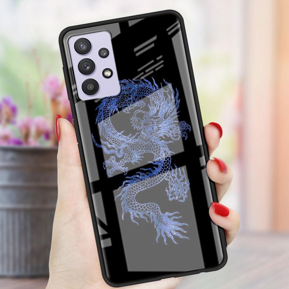 Husă de Sticlă cu Animal Dragon Pentru Samsung Galaxy A52 A71 A50 A51 A70 A21s A31 A72 A10 A12 A30 A22 5G Husă Telefon