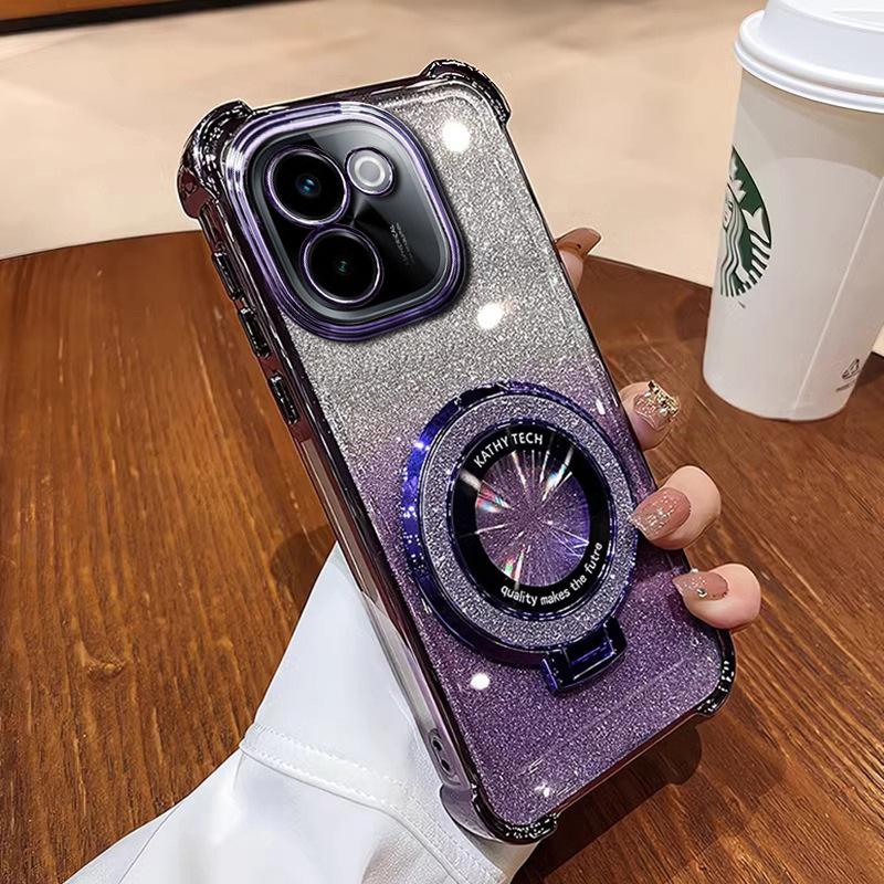 With Lens Film vivoY111 Mobile Phone Case Y111 Electroplating Anti-drop Y11S Glitter Bracket Anti-drop Protective Cover