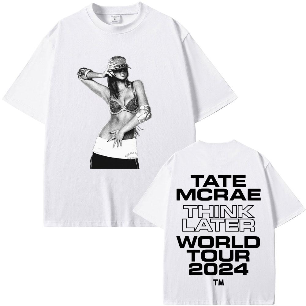 Tate Mcrae The Think Later World Tour T-shirts Men Women Fashion Vintage  Short Sleeve Tees Casual  T Shirts