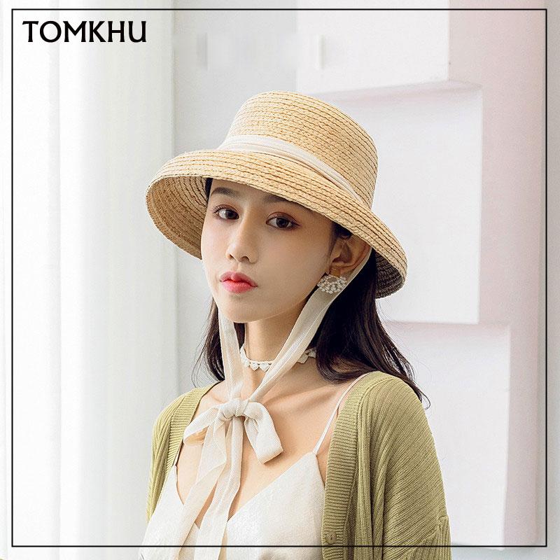 2021 New Natural Raffia Straw Fedoras Foldable Trilby Short Brim Summer Hat Derby Hat Black White Ribbon Panama Hat Elegant Lady