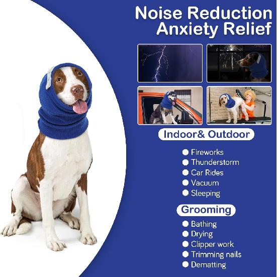 Nanaki Upgraded Dog Calming Hoodie Anxiety Relief, No Shake Ear Wraps for Dog, Soft Dog Hematoma Ear Wrap Anti-slip Dog Head Muffs Ear Protection Dog