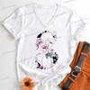 Watercolor Letter C Print Women Vneck Tshirts 26 Initials Flower Retro Classic Tops Alphabet Floral Womens Birthday Gift Tees