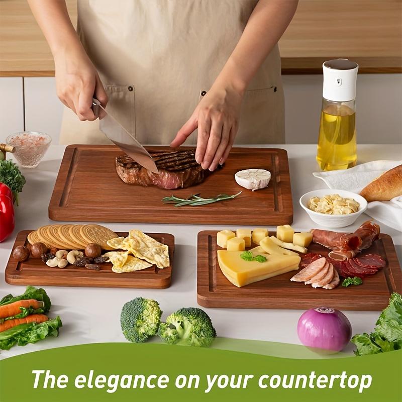 Bamboo Cutting Board Set, Wooden Thick Multi-purpose Cutting Board for Meat, Vegetables, and Fruits