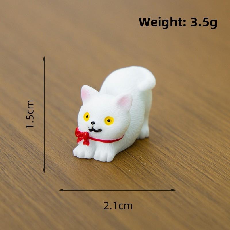 Cute Micro Cat Landscape Resin Ornament With Bow Tie Design For Home Decoration