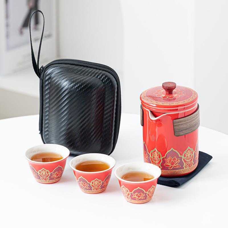 Portable Travel Tea Set Wholesale Outdoor Kung Fu Tea Set Quick Guest Cup Festival Chinese Business Gift Logo