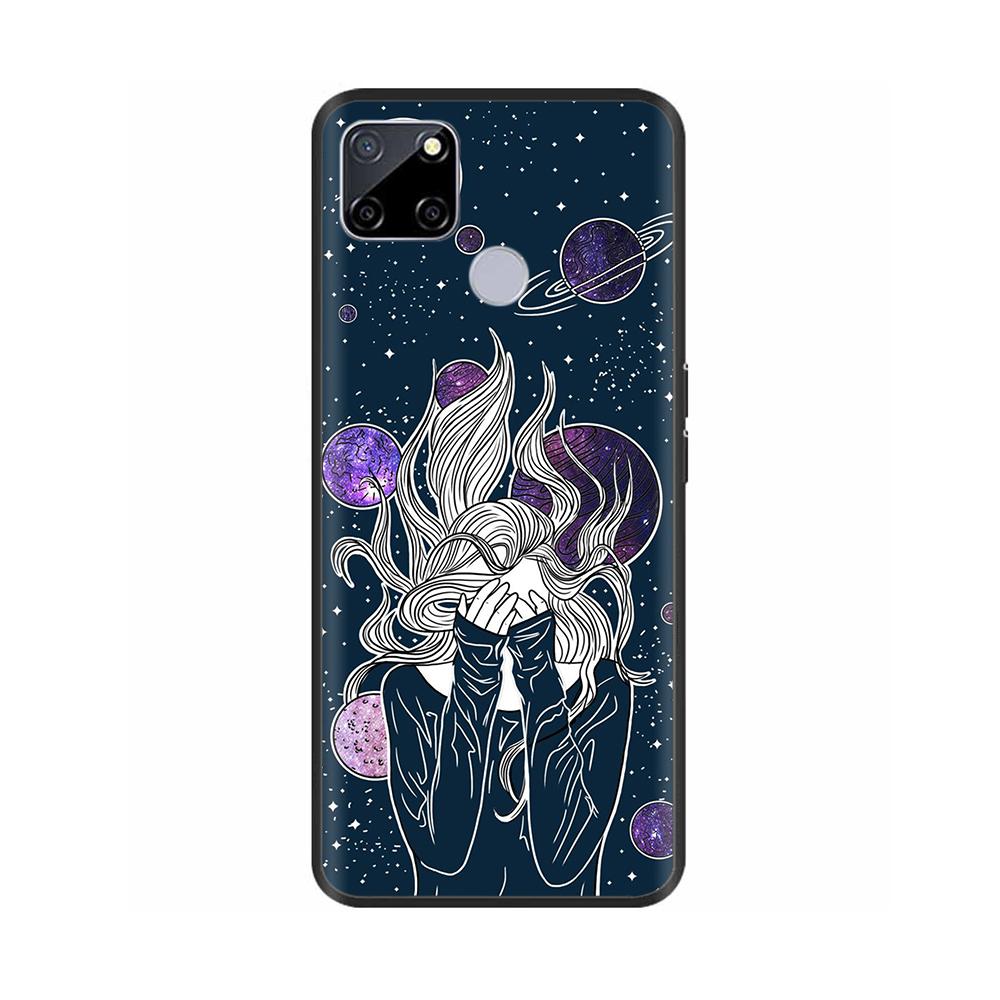 For Realme C25 Case C25s Soft Cute Cover for OPPO Realme C25Y C21Y Silicone Black TPU Phone Case For OPPO Realme C21 Flower Capa