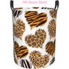 Laundry Basket,Animal Print Hearts Bathroom Organizer Basket Waterproof Foldable Cloth Hamper with Lining for Home Storage