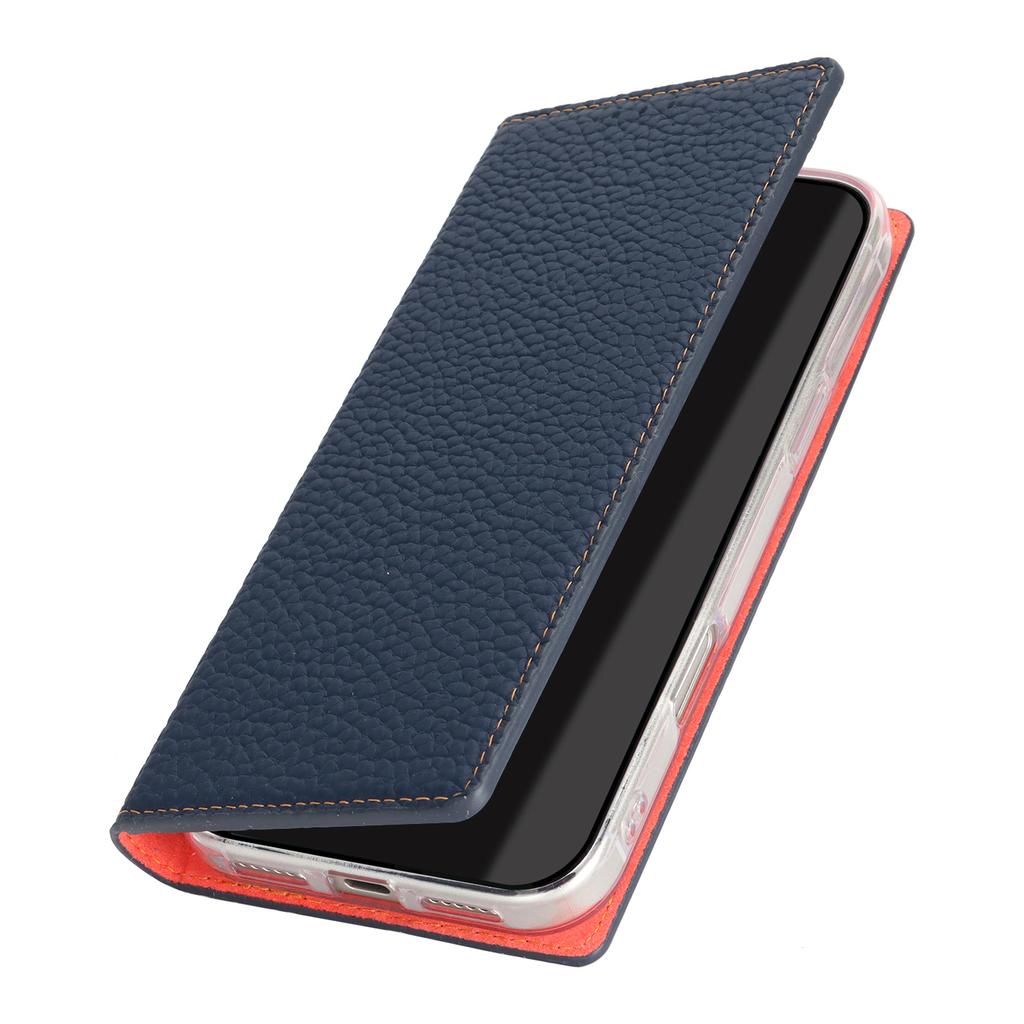 For iPhone 17 Pro Max Wallet Case Genuine Cow Leather Phone Cover Litchi Texture