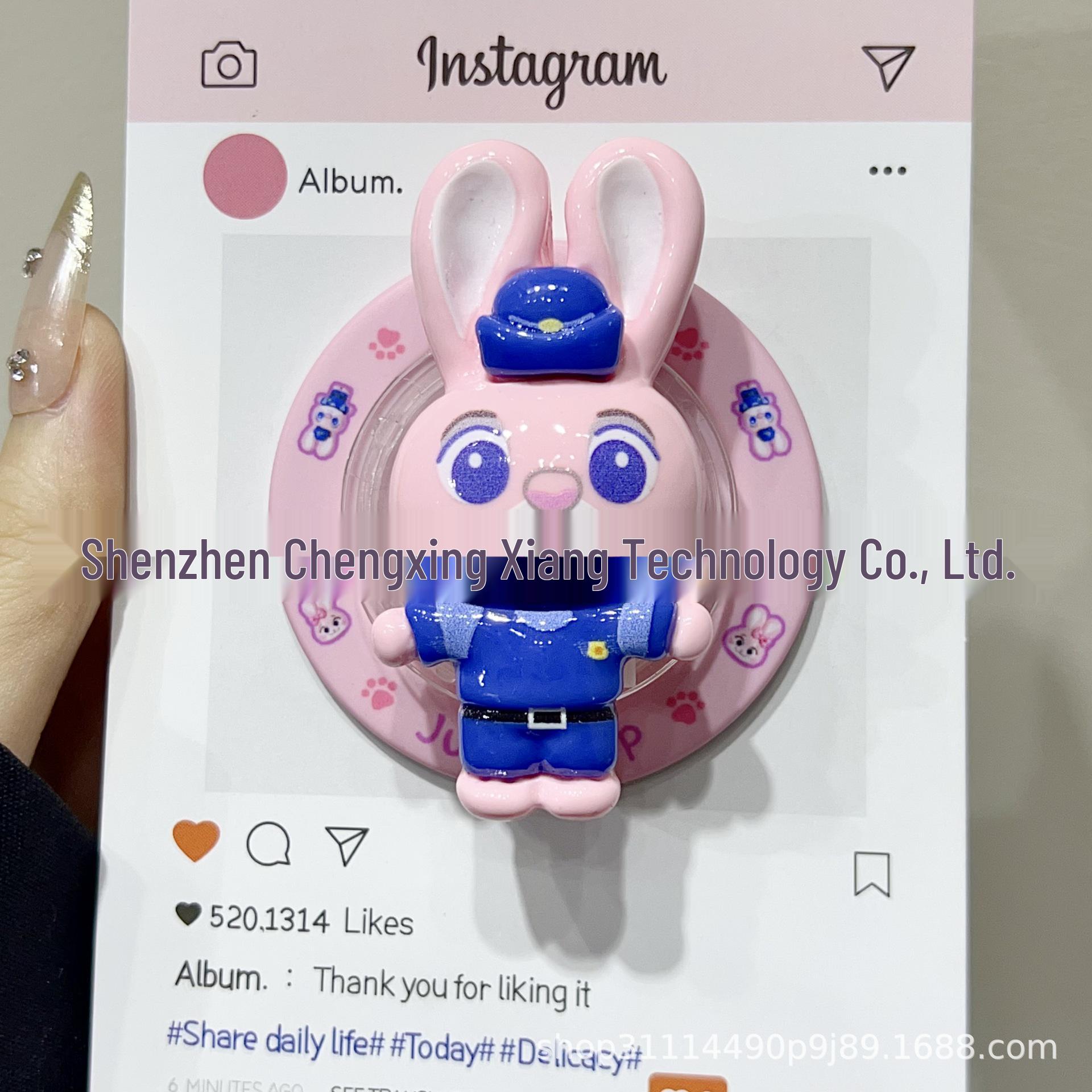 Zootopia MagSafe Magnetic Stand: Cartoon Resin, Super Strong Adsorption, Retractable Airbag Design. Opp Bag Packaging