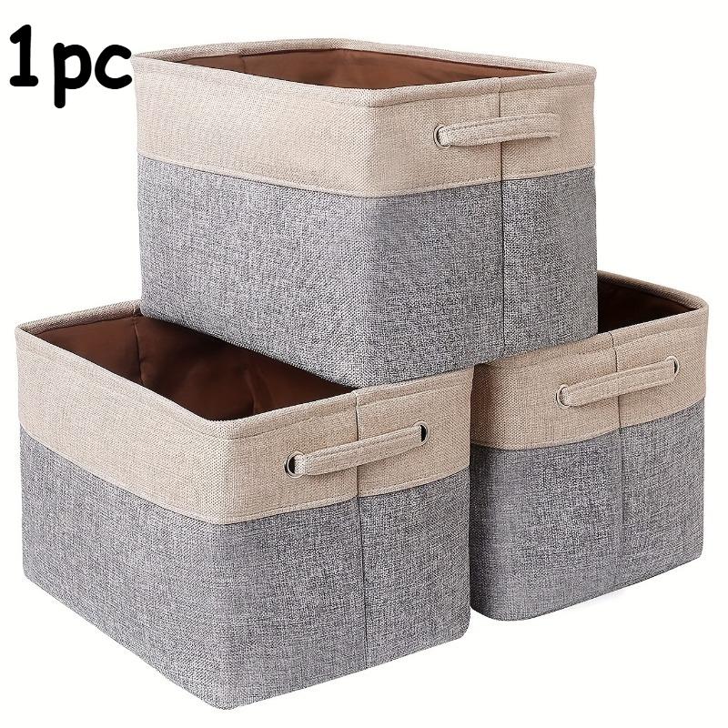 

Foldable Canvas Storage Bins with Handles, Sturdy Cubic Organizer for Home, Office, Nursery, Closet (Simple Color Matching)