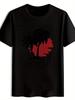 T-shirt Hawaiian Tropical - Black Tee with Red Palm Trees & Hawaii Text - Lightweight Breathable Polyester Shirt for Vacation