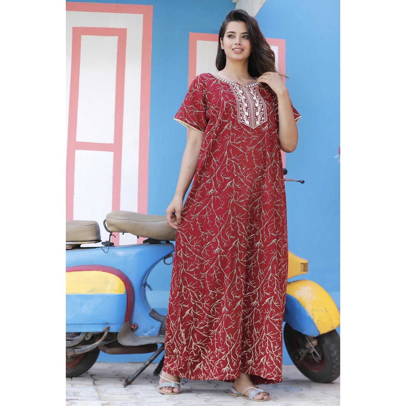 

Women Printed Nightwear Nighty Cotton Lightweight Comfortable Night Gown Dress 3XL-46