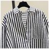 Spring and Summer Long-sleeved Shirt Women's Fashion Casual Vertical Striped Loose Shirt Women