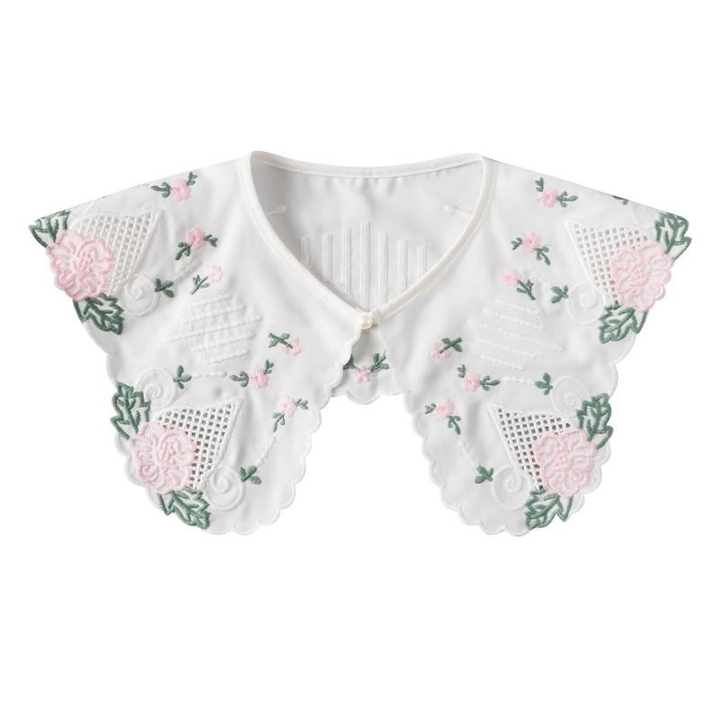 Perfect Match Pink Women Scarf Shawl Detachable Collar Tie Necklace Embroidery Lapel Fake False Collar Woman Lace Tie Neckwear Nep Kraagie