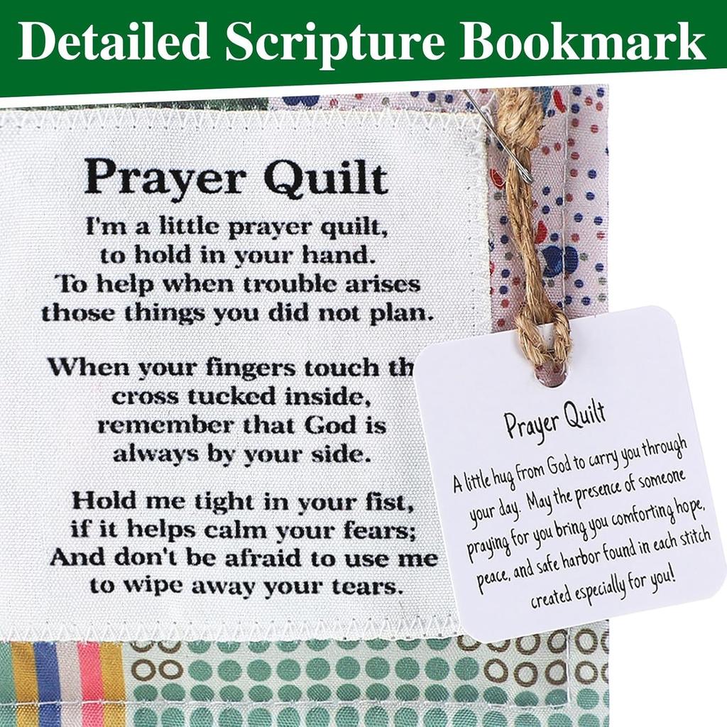 12 Pcs Mini Prayer Quilt with Cross ide, Bulk Vintage Scripture Prayer Quilt Squares Christian Gifts for Women Father's Day Pastor Appreciation