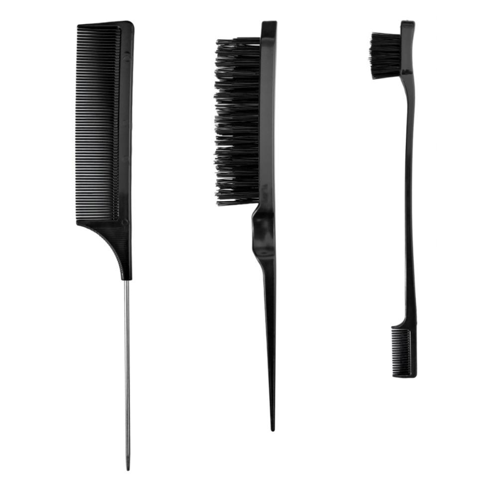 3pcs Hairdressing Tools Pointed Tail Comb Dual Head Eyebrow Brush Triple Row Comb Coiler Hair Salon Styling Comb
