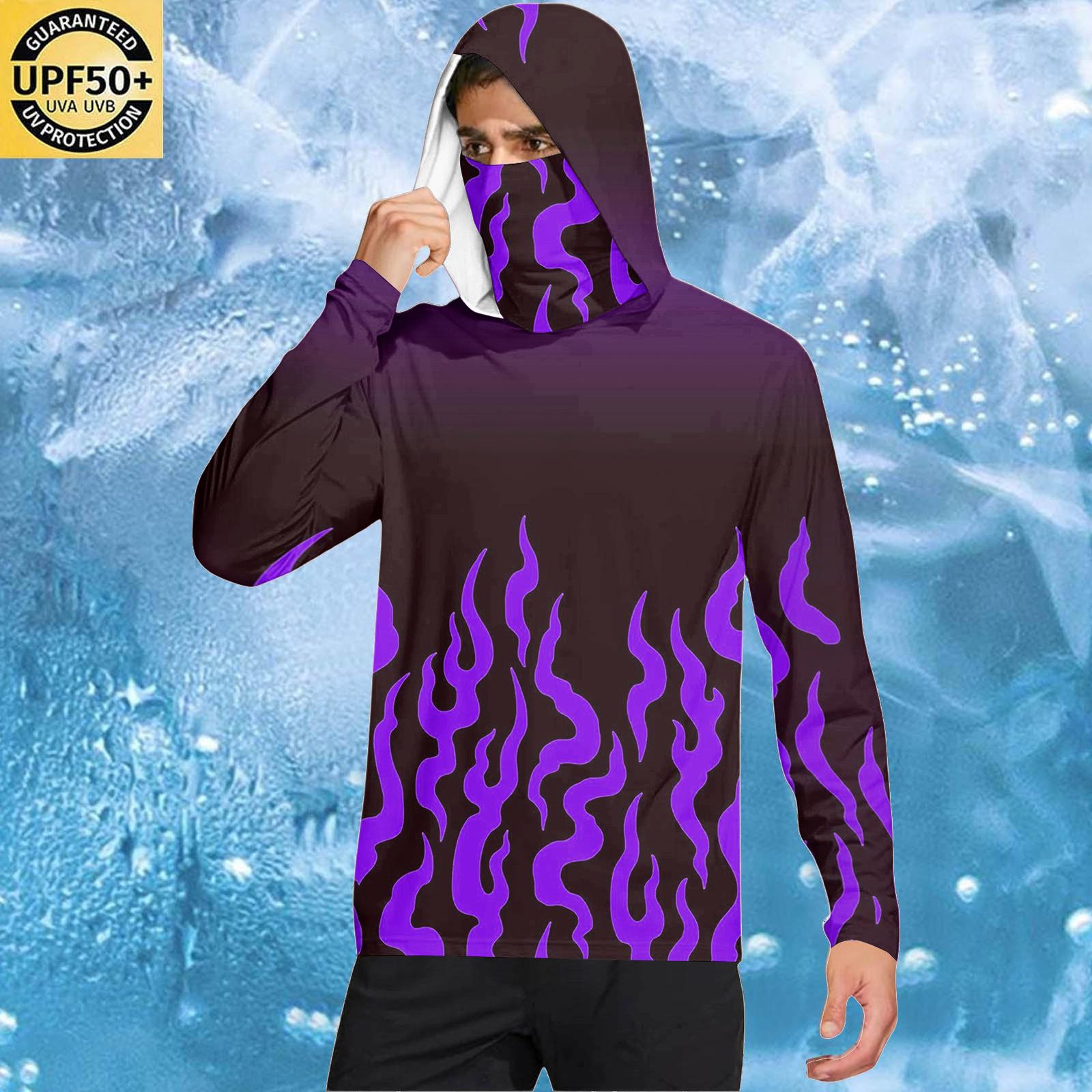 

Men s Casual Hooded Long Sleeve Sunscreen Top XXXL фіолетовий
