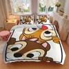 3pcs Chip & Dale Bedding Set 1 Soft Quilt Cover + 2 Pillowcases, Machine Washable Suitable for All SeasonsQ007