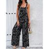 Jumpsuit Women Casual Button Vacation Long Jumpsuits Loose Wide Leg Romper Print Overalls Summer Youthful Woman Clothes