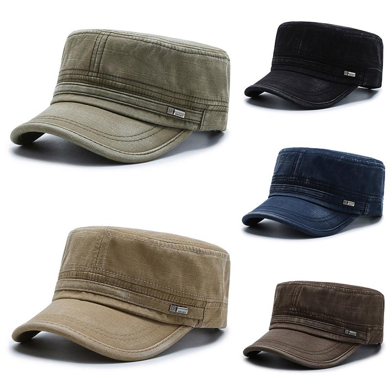 Gewaschene Baumwolle Flache Kappe Militärkappe Damen Herren Kadett Armee Kappe Retro Armee Hüte Knochen Mann Kappe Sommer Outdoor Fischer Sonnenschutz Kappe
