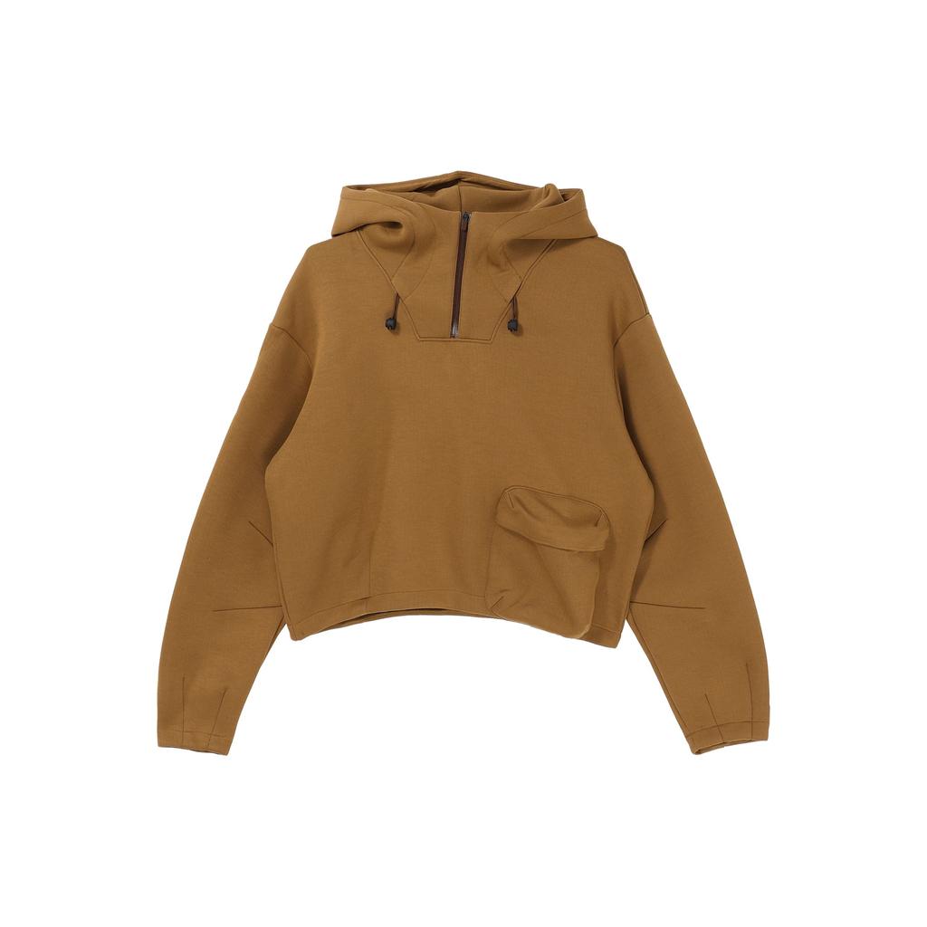 Nike Solid Color Pocket Hooded Half-Zip Pullover Long Sleeve Sweatshirt Women Sweatshirt Brown DV8239-270