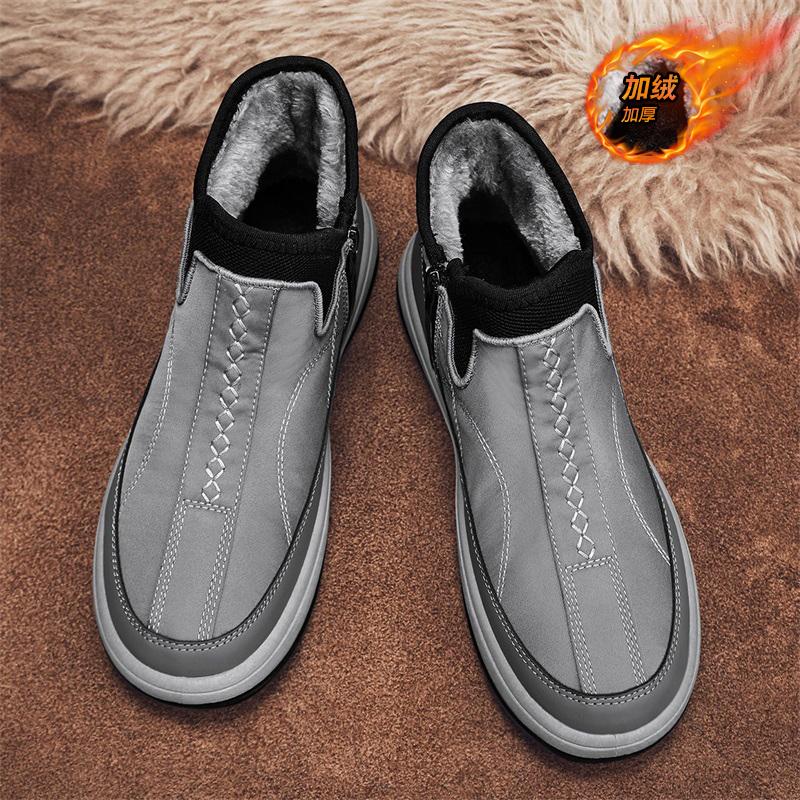 Fashion Men's Warm Casual Shoes Winter Plus Velvet Simple and Versatile Snow Boots Soft Comfortable Non-slip Outdoor Male Cotton Shoes