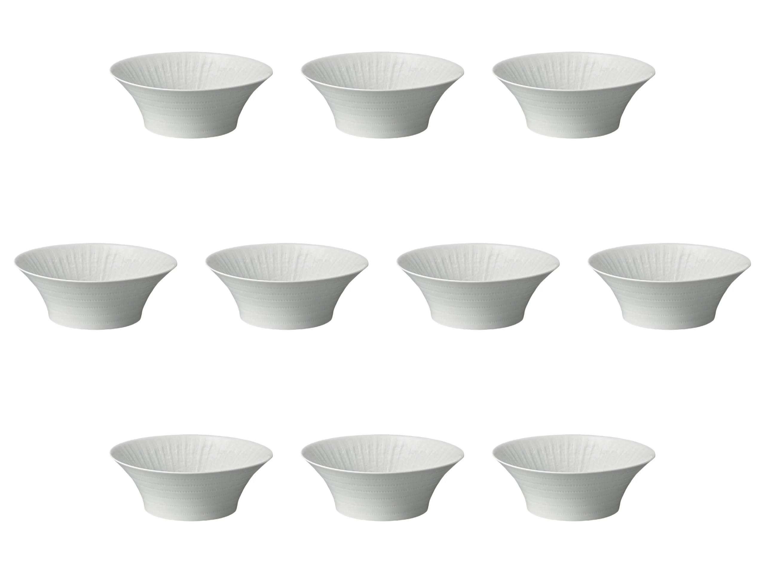 

Set of 10 Large White Porcelain Shinogi Morning Glory Bowls x 7 cm Hasami Setomonohonpo [19 (900cc)] Multi-Purpose Bowls, Ware,